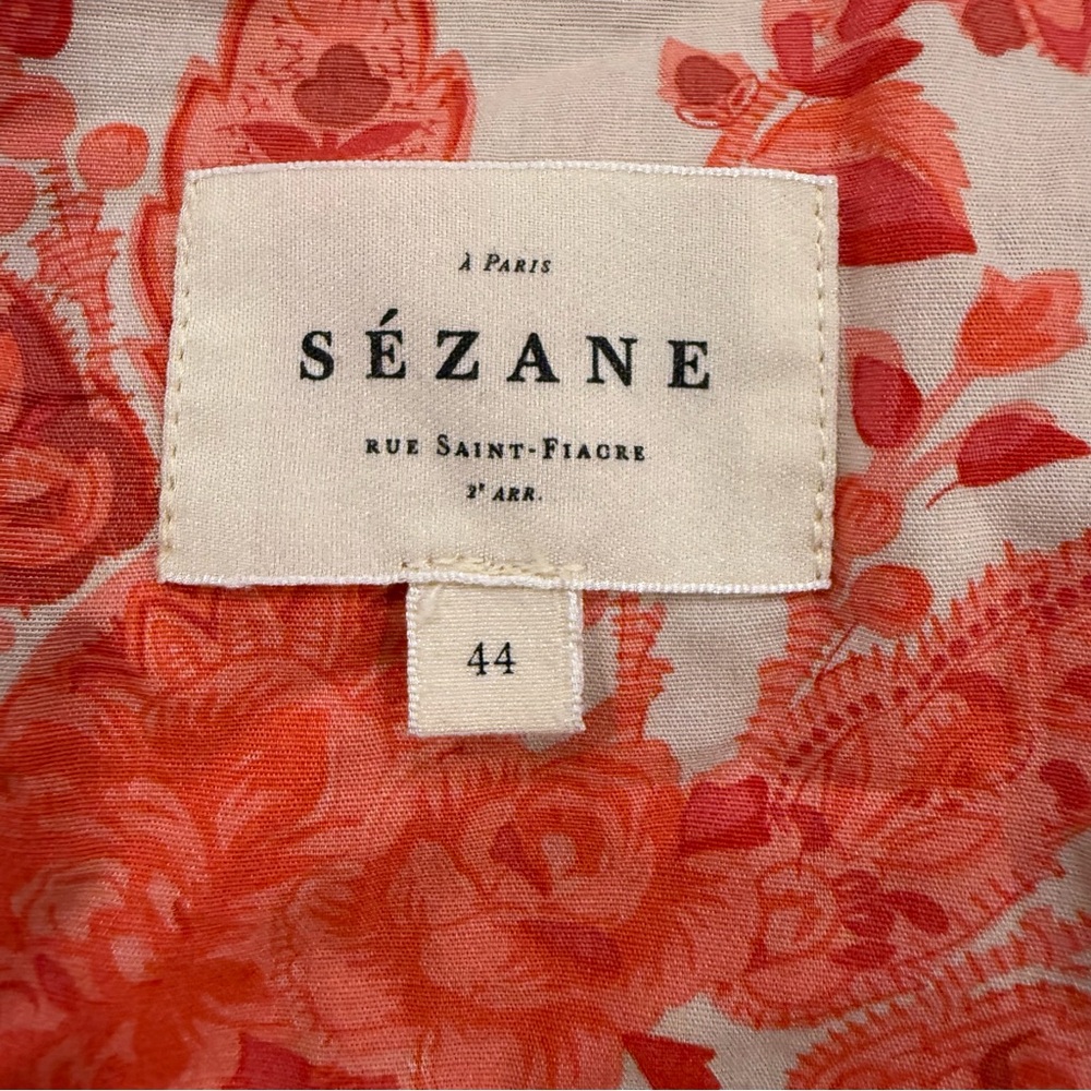 Sezane Teva Floral One-Shoulder Dress 44 US 12 France Coral Cream Maxi Vacation - Picture 14 of 16